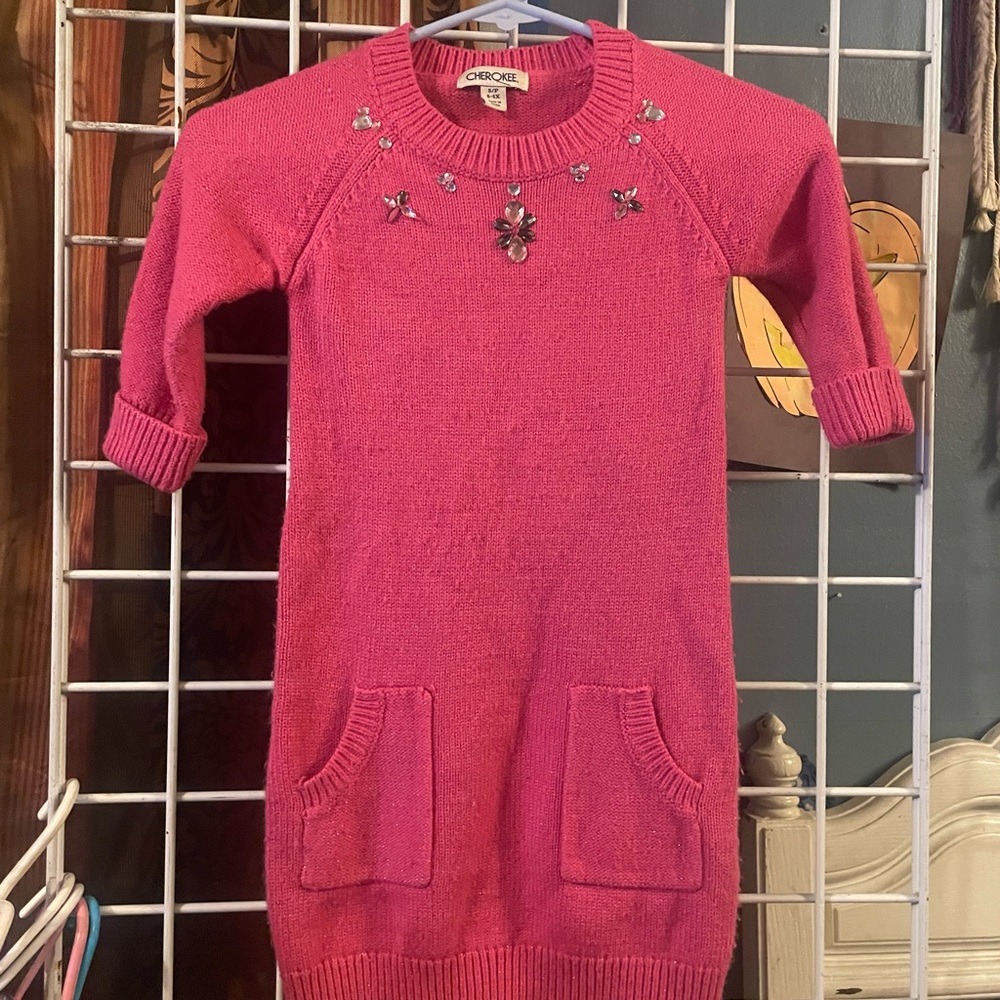 Girls size 6x hot pink sweater dress